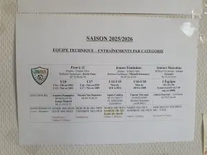 ⚽ Refonte du planning des entraînements 2025/2026 | Jeunesse Sportive Rance et Rougier 2 Tableau numero 2 entrainement JSRR